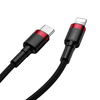 Baseus Cafule Cable wytrzymały nylonowy kabel przewód USB Typ C PD / Lightning 18W QC3.0 1m czarny-czerwony (CATLKLF-91)