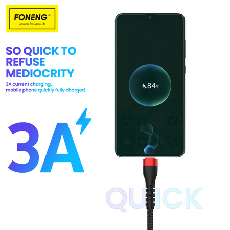 Foneng Kabel X82 - USB na Micro USB - 3A 1 metr czarny