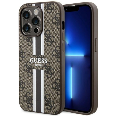 Guess GUHMP14XP4RPSW iPhone 14 Pro Max 6.7" brązowy/brown hardcase 4G Printed Stripes MagSafe