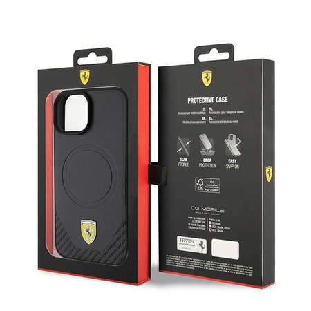 Ferrari FEHMP15SPTEK iPhone 15 6,1&quot; schwarz/schwarzes Hardcase Carbon Metal Logo MagSafe