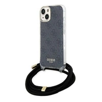 Guess Crossbody Cord 4G Print Case for iPhone 15/14/13 - Black