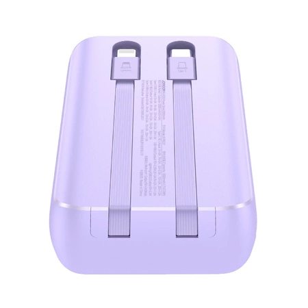 Joyroom JR-PBC07 20000mAh 30W mini power bank with USB-C and Lightning cables - purple