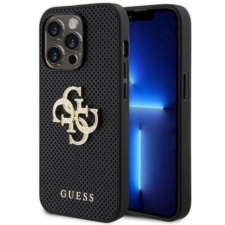 Etui Guess Perforated 4G Glitter do iPhone 15 Pro - czarne