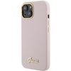 Guess Silicone Script Metal Logo &amp; Frame case for iPhone 15 - pink