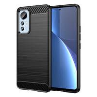 Carbon Case etui Xiaomi 12 Lite elastyczny silikonowy karbonowy pokrowiec czarne