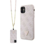 Oryginalne Etui IPHONE 11 / XR Guess Hardcase Crossbody 4G Metal Logo (GUHCN61P4TDSCPP) różowe