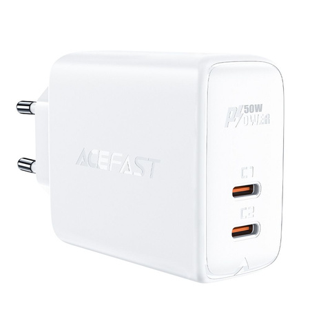 Acefast Ladegerät GaN USB Typ C 50W, PD, QC 3.0, AFC, FCP weiß (A29 weiß)