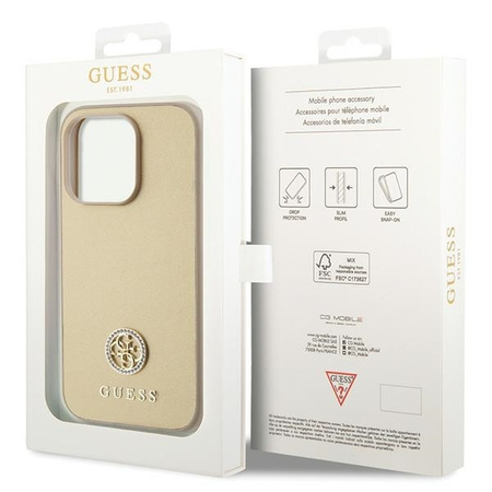 Guess GUHCP15XPS4DGPD iPhone 15 Pro Max 6.7&quot; gold/gold hardcase Strass Metal Logo