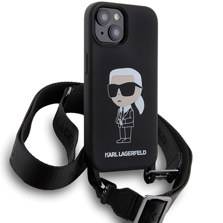 Karl Lagerfeld KLHCP15SSCBSKNK iPhone 15 6.1&quot; hardcase black/black Crossbody Silicone Ikonik