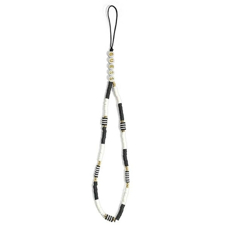 Guess zawieszka GUSTBCKH Phone Strap Heishi Beads czarno-biały/black-white