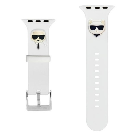 Karl Lagerfeld Strap KLAWLSLCKW Apple Watch 42/44 / 45mm white / white strap Silicone Karl &amp; Choupette Heads