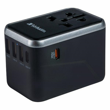 Verbatim Adapter podróżny EU/UK/US 3xUSB-A/2xUSB-C PD 61W UTA-04 czarny/black 49546