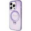 Guess Ring Stand Script Glitter MagSafe case for iPhone 15 Pro Max - purple