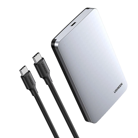 Ugreen CM300 70499 Schacht für 2,5&#39;&#39; SATA 3.0 6Gbit/s Festplatte – Grau + USB-C – USB-C-Kabel 0,5 m