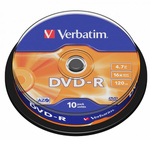 Verbatim Płyta DVD-R 4.7GB 16x AZO        srebrny/silver 10szt 43523