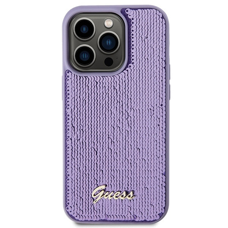 Guess Sequin Script Metal case for iPhone 15 Pro Max - purple