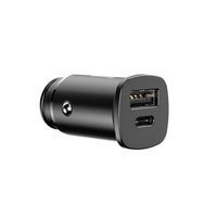 Baseus Square metal inteligentna ładowarka samochodowa z portami USB Quick Charge 4.0 QC 4.0 i USB-C PD 3.0 SCP czarny CCALL-AS01