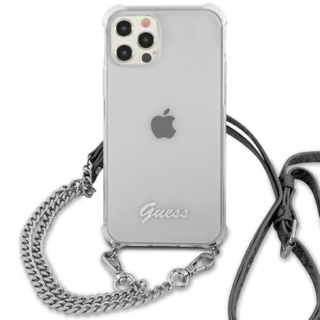 Guess GUHCP12MKC4GSSI iPhone 12/12 Pro 6,1" Transparent hardcase 4G Silver Chain