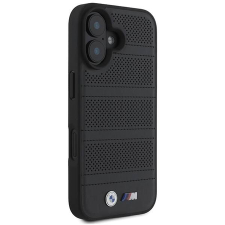 Oryginalne Etui IPHONE 16 BMW Hardcase M Perforated & Stitched Line MagSafe (BMHMP16S23PUSPK) czarne