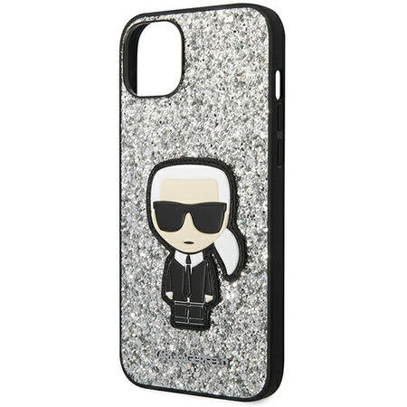 Original Case IPHONE 14 Karl Lagerfeld Hardcase Glitter Flakes Ikonik (KLHCP14SGFKPG) silver