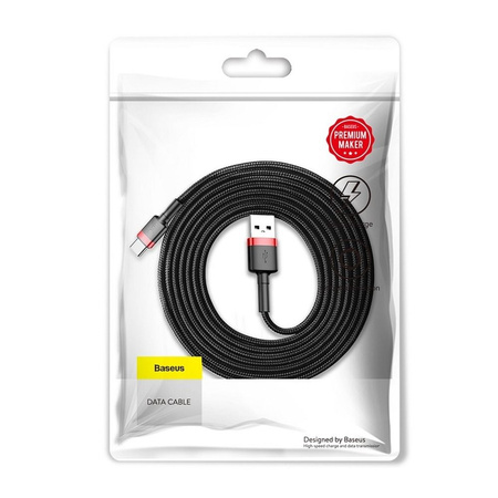 Baseus Cafule Cable - Kabel do ładowania i transmisji danych USB do USB-C 2 A, 2 m (czerwony/czarny)