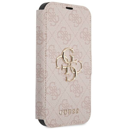 Original Case IPHONE 13 / 14 / 15 Guess Book 4G Metal Gold Logo (GUBKP15S4GMGPI) pink