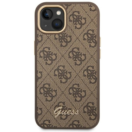 Original Case IPHONE 14 PLUS Guess Hard Case 4G Vintage Gold Logo (GUHCP14MHG4SHW) brown