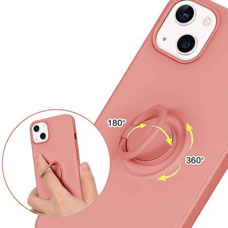 Etui IPHONE 13 PRO Silikonowe Ring Pierścień Magnetyczny Silicone Ring różowe