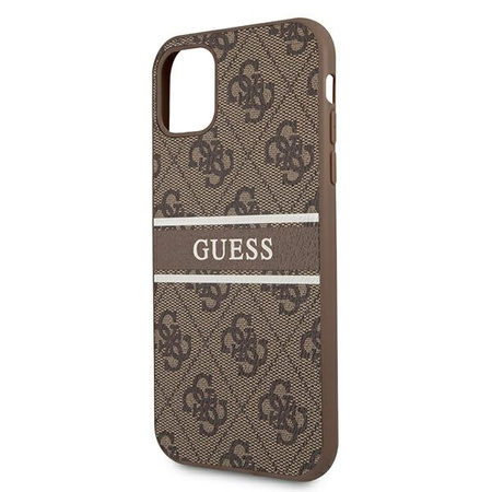 Guess GUHCN614GDBR iPhone 11 6,1" brązowy/brown hardcase 4G Stripe