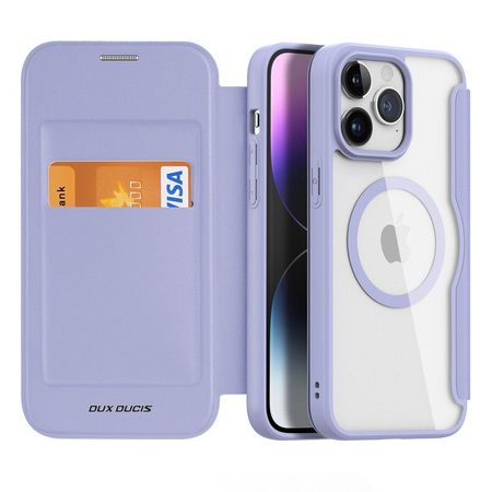 iPhone 15 Pro Max Magnetic MagSafe Flip Case Dux Ducis Skin X Pro - Purple