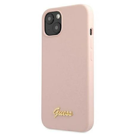 Guess GUHMP13MLSLMGLP iPhone 13 6.1 &quot;light pink / light pink hardcase Silicone Script Gold Logo Magsafe