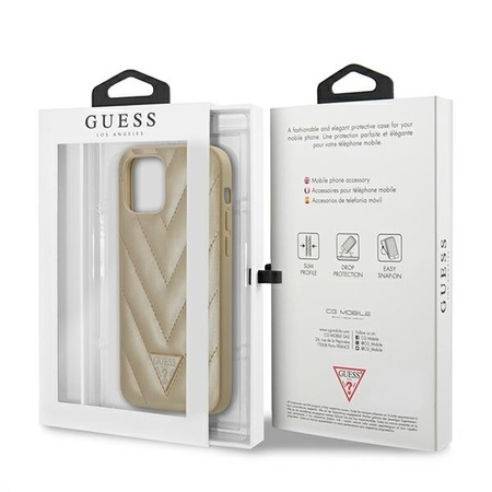 Guess V Quilted - Etui iPhone 12 mini (złoty)