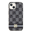 DKNY DKHMP15SHCPTSK iPhone 15 / 14 / 13 6.1" czarny/black hardcase IML Checkered Mono Pattern & Printed Stripes MagSafe