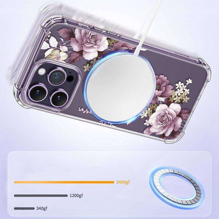 Etui IPHONE 13 PRO MAX Tech-Protect MagMood MagSafe White Daisy transparentne