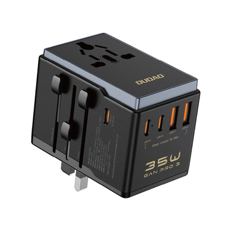 Dudao A35Pro 35W EU / UK / AUS / US / JP Reiseadapter 3x USB-C 2x USB-A - Schwarz