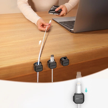 Joyroom JR-ZS368 magnetic cable organizer - black (3 pcs.)