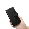 iCarer Oil Wax Wallet Case 2in1 Cover iPhone 14 Plus Anti-RFID Leder Flip Case Schwarz (WMI14220723-BK)