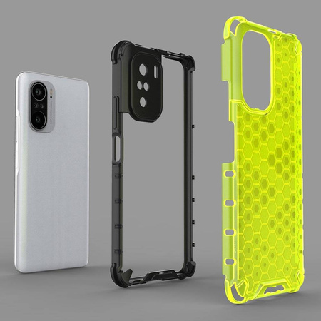 Honeycomb etui pancerny pokrowiec z żelową ramką Xiaomi Redmi K40 Pro+ / K40 Pro / K40 / Poco F3 zielony