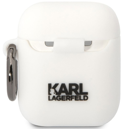 Original Case APPLE AIRPODS Karl Lagerfeld Silicone Karl & Choupette (KLACA2SILKCW) white