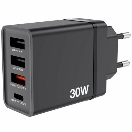 Verbatim Ładowarka sieciowa 30W 3xUSB-A/ USB-C PD 3.0 CHR-30EU2 czarny/black 49700