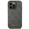 Guess GUHCP14LG4GFGR iPhone 14 Pro 6,1" szary/grey hard case 4G Metal Gold Logo