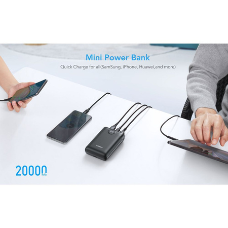 Bateria zewnętrzna (Powerbank) VEGER S20 - 20 000mAh LCD Quick Charge PD 22,5W czarny (W2053)