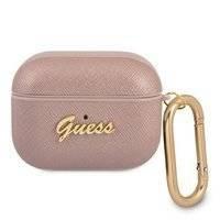 Guess GUAPSASMP AirPods Pro cover różowy/pink Saffiano Script Metal Collection