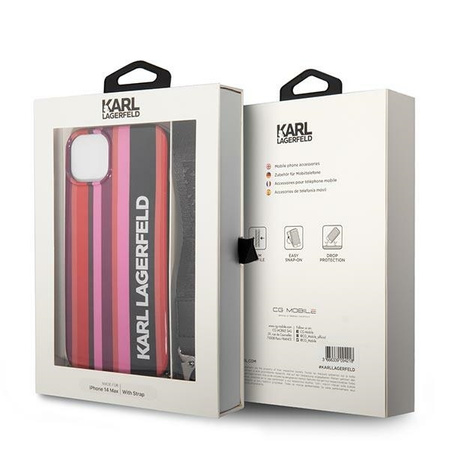 Karl Lagerfeld KLHCP14SSTSTP iPhone 14 6.1 &quot;hardcase pink / pink Color Stripes Strap