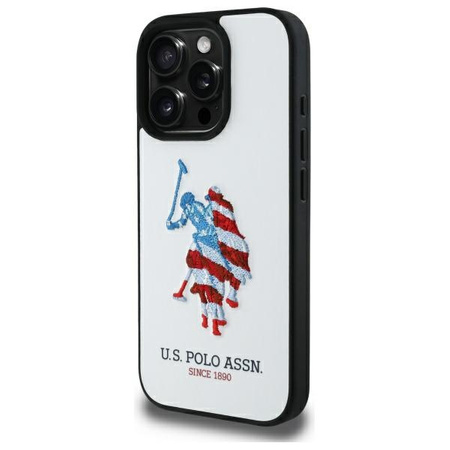 US Polo USHCP15XPUSH iPhone 15 Pro Max    6,7" biały/white Leather Big DH American Flag