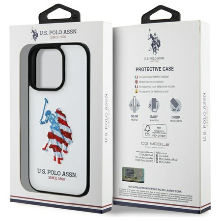 US Polo USHCP15XPUSH iPhone 15 Pro Max    6,7" biały/white Leather Big DH American Flag