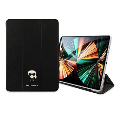 Original Handyhülle IPAD PRO 11" 2021 Karl Lagerfeld Book Cover Saffiano Karl Iconic (KLFC11OKMK) schwarz