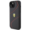 Ferrari Twist Metal Logo-Hülle für iPhone 15 Plus – Schwarz