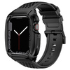 Kingxbar CYF148 2w1 pancerne etui Apple Watch SE, 6, 5, 4 (44 mm) ze stali nierdzewnej z paskiem czarne