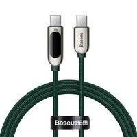 Baseus kabel USB Typ C - USB Typ C 100 W (20 V / 5 A) 1 m Power Delivery z wyświetlaczem ekranem miernik mocy biały (CATSK-B06)